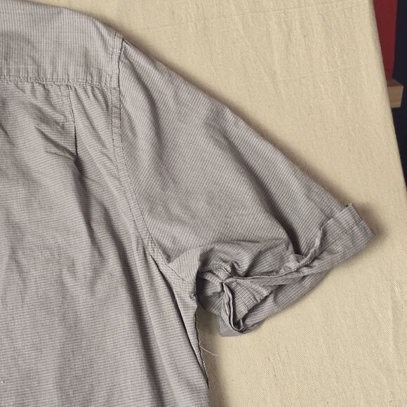 John Varvatos Converse Gray Checked S/S Cotton‎ Button Front Large - Picture 13 of 16